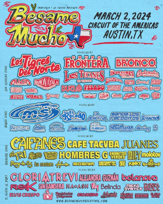Besame Mucho Festival Comes To Austin, TX Saturday, March 2, 2024 Circuit Of The Americas
