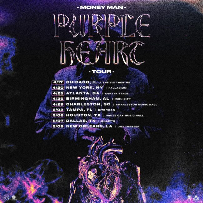 Money Man Announces the “Purple Heart Tour” Following the Release of His Latest Album