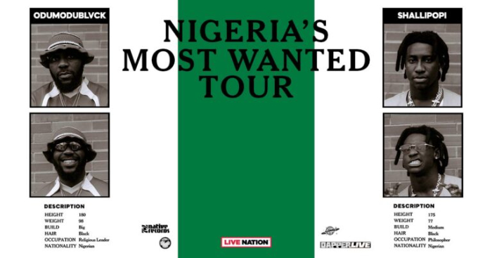 ODUMODUBLVCK and Shallipopi's Joint Tour – 'Nigeria's Most Wanted Tour' Kicks Off This Spring