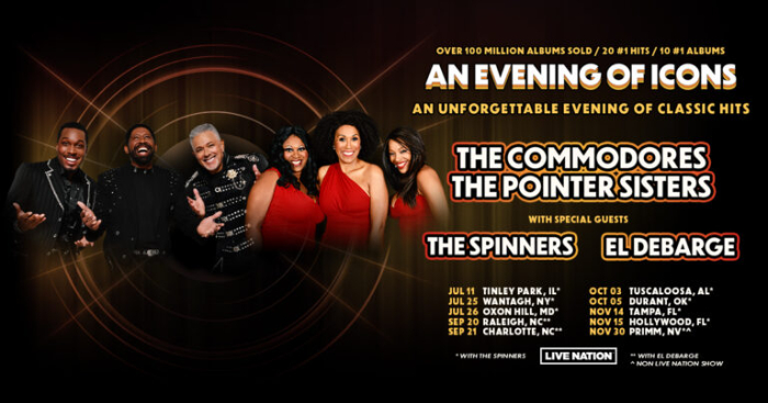 Legendary Acts The Commodores and The Pointer Sisters Present Limited Run Tour: “An Evening Of Icons” Ft. Special Guests The Spinners And El Debarge