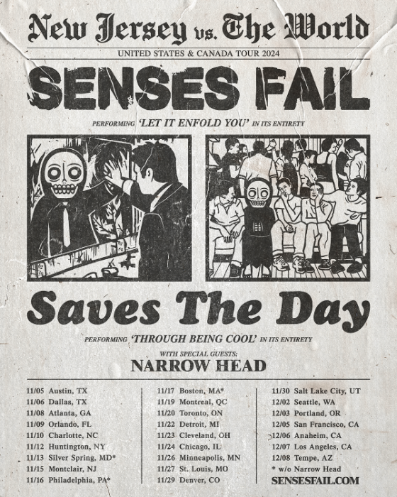 Senses Fail and Saves the Day Announce New Jersey vs. The World Tour For November and December