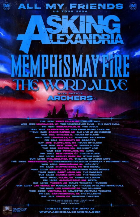 Asking Alexandria Announce Second Leg of “All My Friends” U.S. Tour with Memphis Mayfire, The Word Alive, and Archers