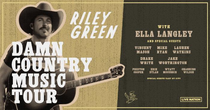 Riley Green Announces Damn Country Music 2025 Spring Headline Tour