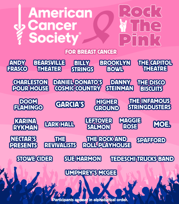 Billy Strings, Tedeschi Trucks Band, The Revivalists, moe., and The Capitol Theatre Partner with American Cancer Society for Rock The Pink Campaign to Fund Breast Cancer Research