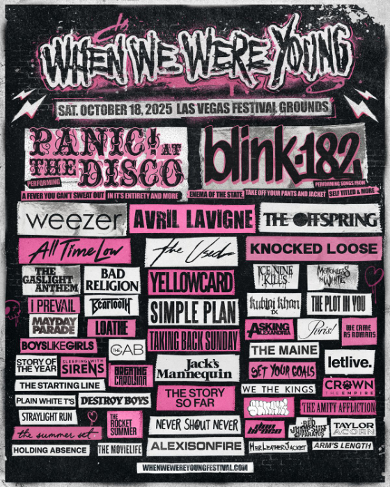 Panic! At The Disco And blink-182 To Headline When We Were Young 2025