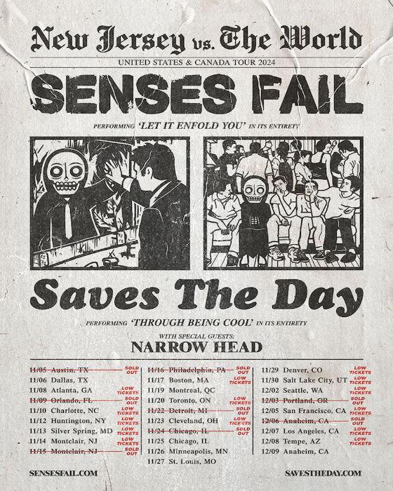 Senses Fail and Saves The Day to Livestream NJ vs. The World Tour from New Jersey