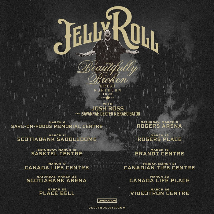 Grammy Nominee Jelly Roll Unveils First International Headlining Tour — The Beautifully Broken Great Northern Tour – Hitting Canada in Spring