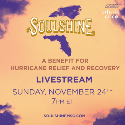 Sold-Out “SOULSHINE” Benefit Concert Featuring Dave Matthews Band, Warren Haynes Band, and Goose to Be Livestreamed Globally on Sunday, November 24 from Madison Square Garden