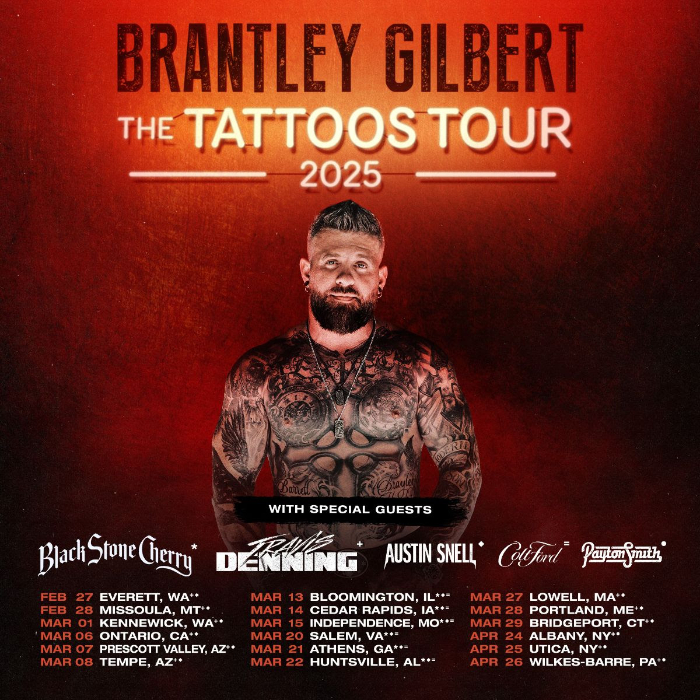 Multi-Platinum Trailblazer Brantley Gilbert Takes Tattoos on the Road with 2025 Tour