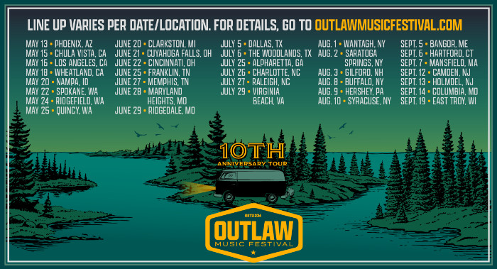 Outlaw Music Festival Celebrates 10 Years With a Superstar Lineup For 2025 Tour