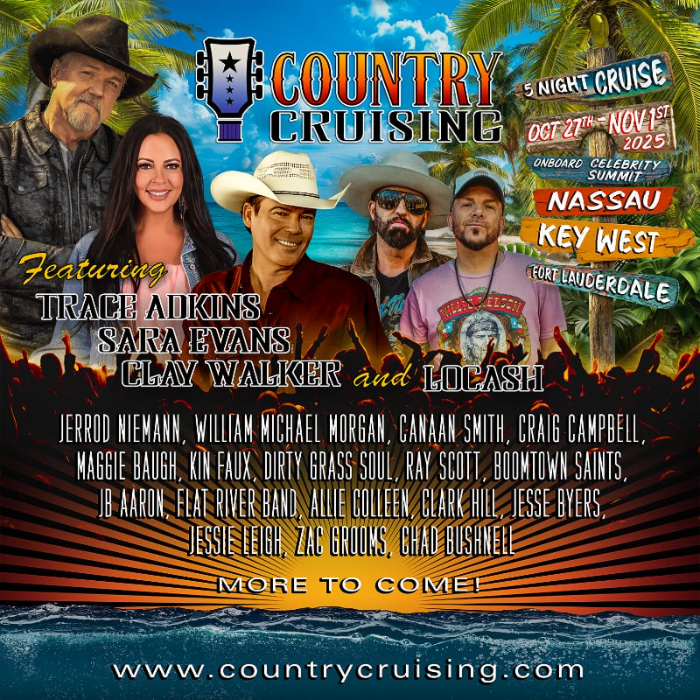 Country Cruising Cruise Adds Sara Evans to Lineup with Clay Walker, Trace Adkins, LoCash, and More