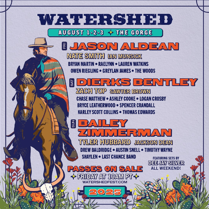 Watershed Music Festival Returns to The Gorge with Jason Aldean, Dierks Bentley, and Bailey Zimmerman Headlining