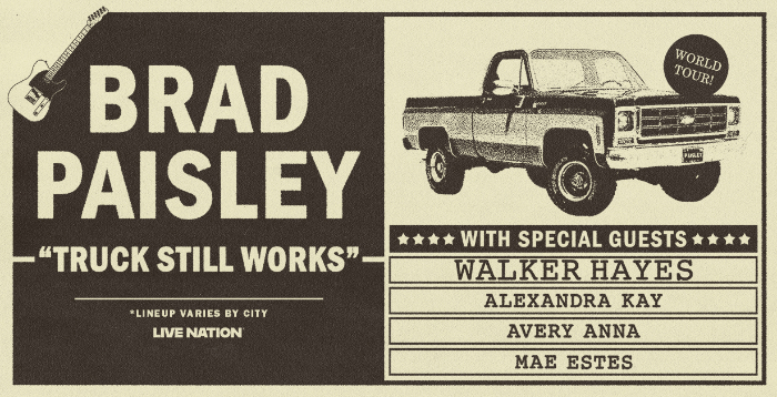 Brad Paisley Announces “Truck Still Works World Tour”