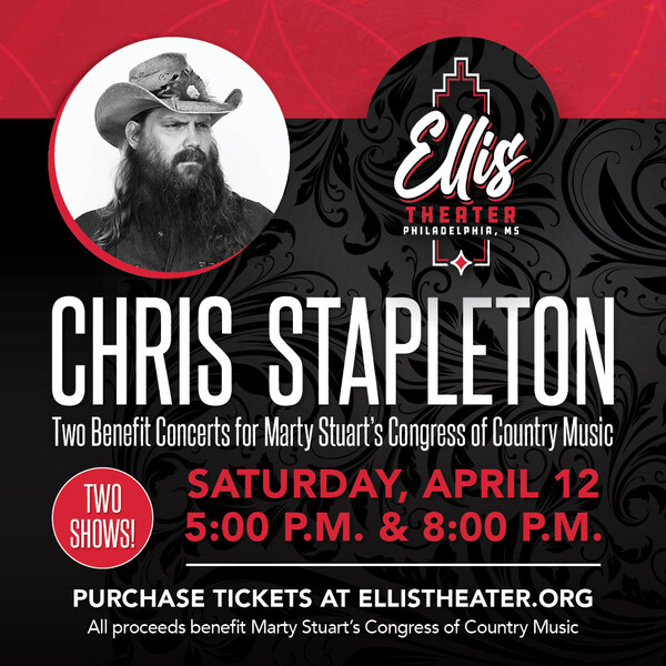 Marty Stuarts Congress of Country Music Announces Two Fundraiser Performances by Chris Stapleton at the Ellis Theater