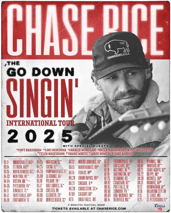 Chase Rice Expands Go Down Singin International Tour with 24 New Dates